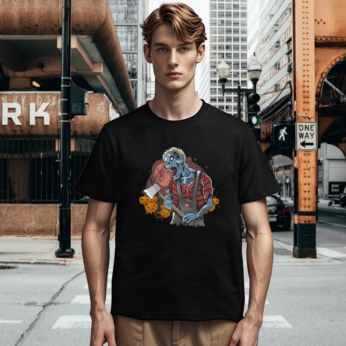 Men T Shirts 230g Cotton zombie Street wear Hip Hop Round Neck Short Sleeve White Plus Size Tshirts 2024 Cool Polos