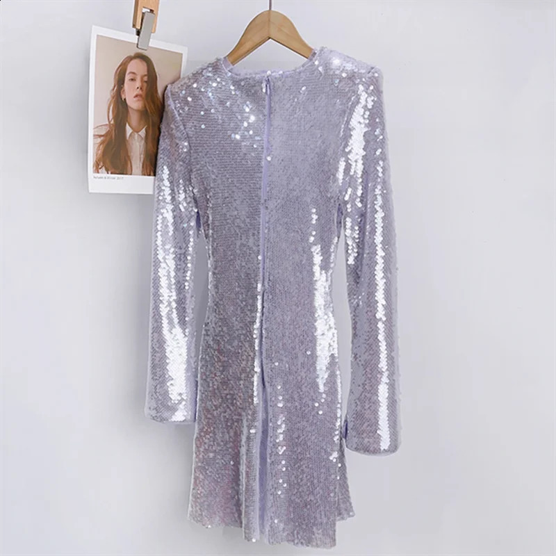 elegant party dresses woman Autumn Fashion Glitter Decorative Long Sleeve Mini Dress Sexy hollow out Short dresses y2k 240819