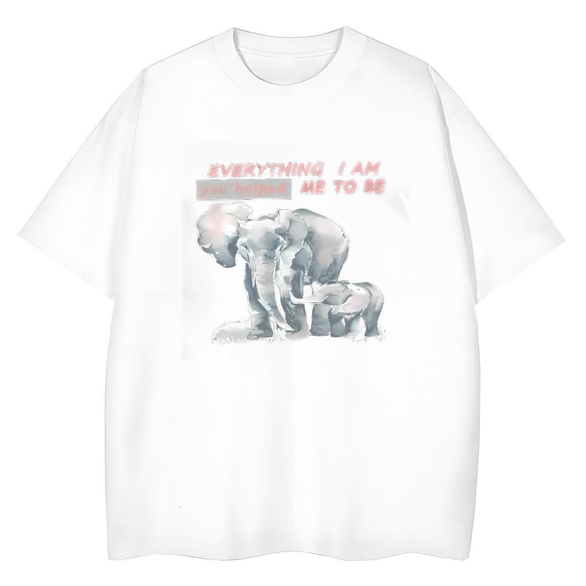 Casual New Womens Tshirts Sports Casual O Neck Short Sleeves Clothes Shirt Female 230g Pure Cotton Elephant Customized Print T-Shirts for Women