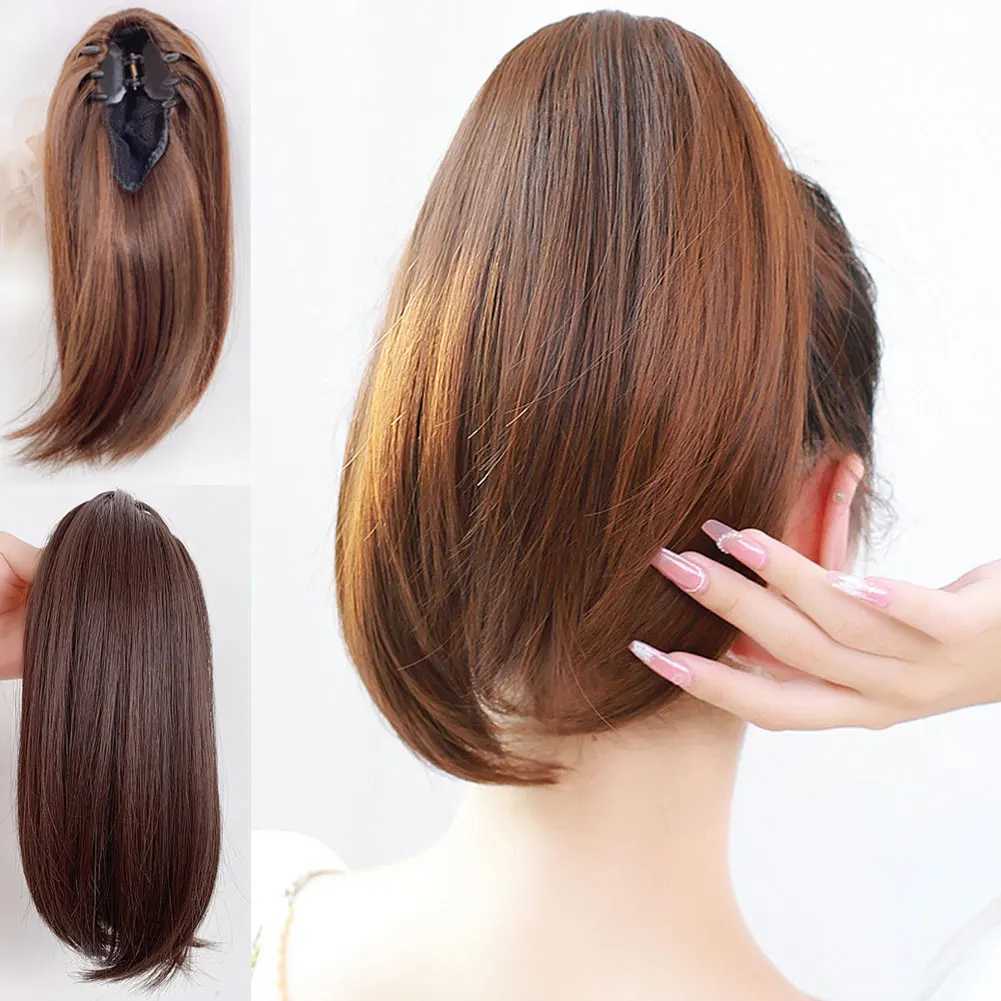 Womens mini curly short hair clip with ponytail simulated headband high ponytail wig W240817