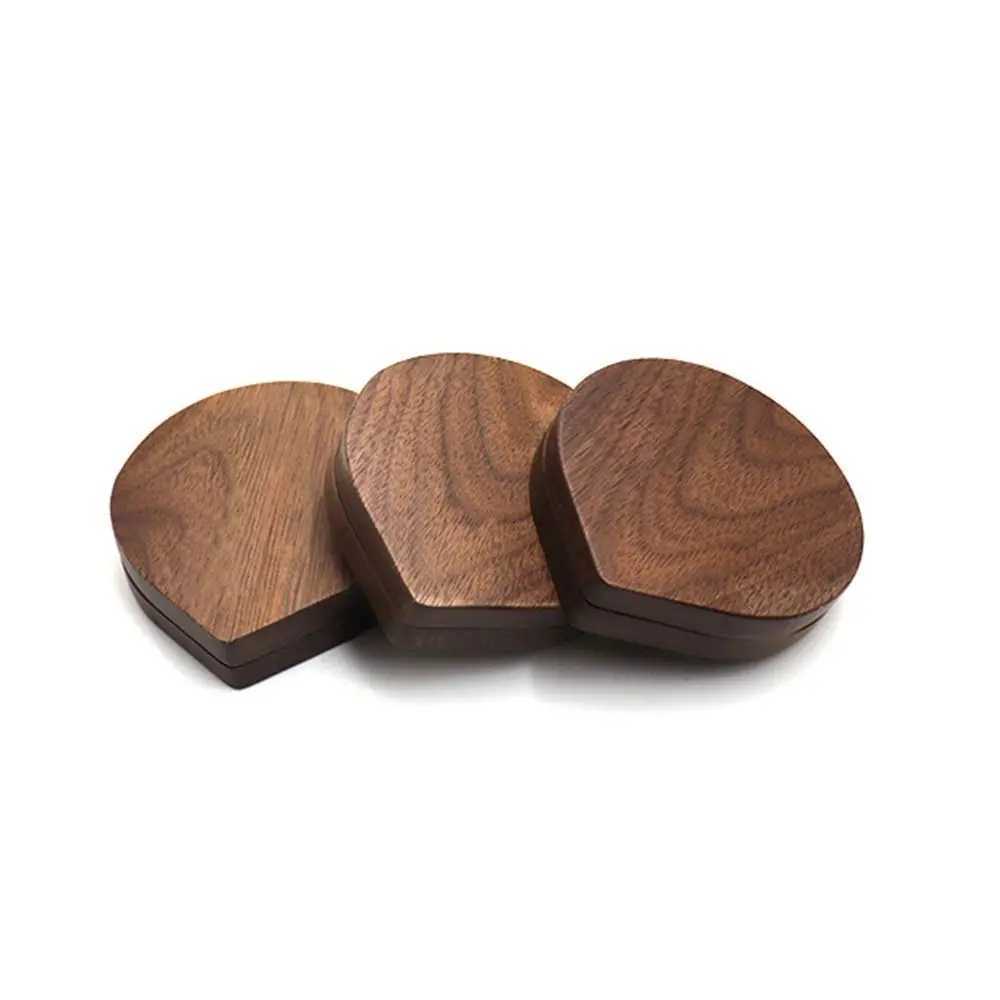 Rotatable Black Walnut Wood Makeup Mirror Round Foldable Rotating Cosmetic Mirror Handheld Mini Compact Pocket Mirror Beauty Y240819