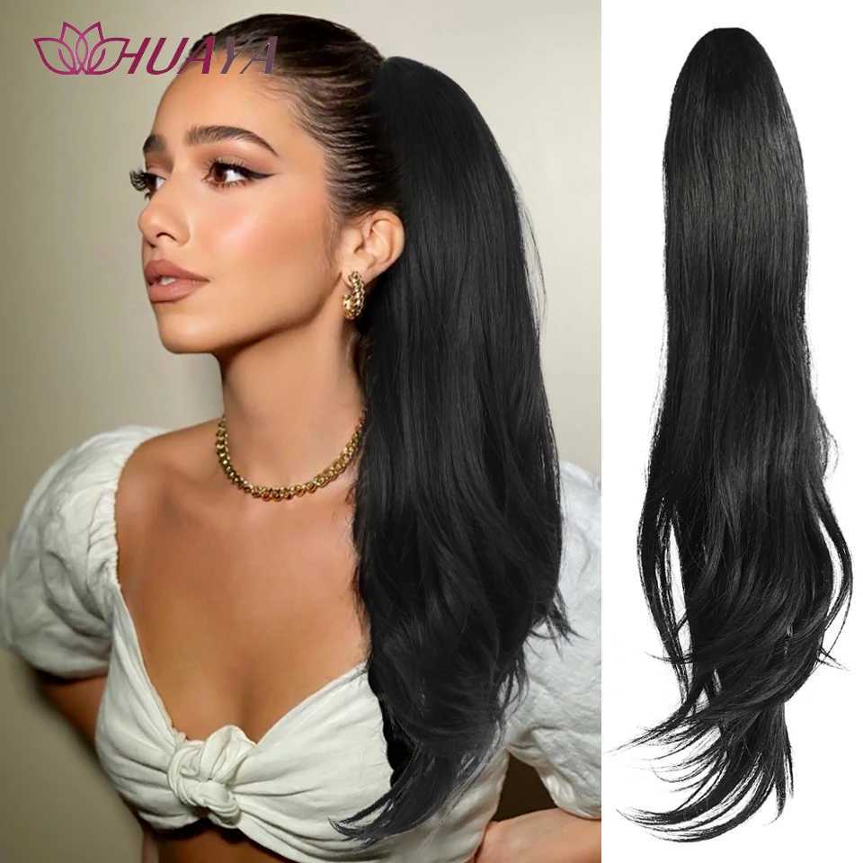 HUAYA ponytail extended wavy hair grab clip high ponytail synthetic fluffy micro curly ponytail natural wig tail W240817