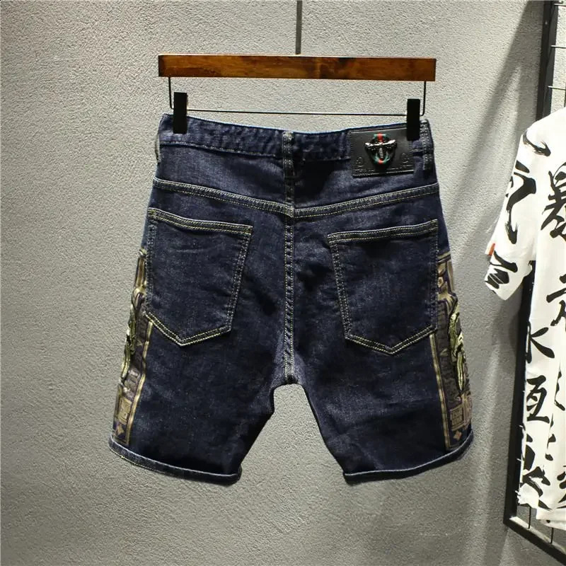 Mens short jeans pants printed graphics retro mens denim shorts Xxxl original thin Y2k fashion promotion 240819