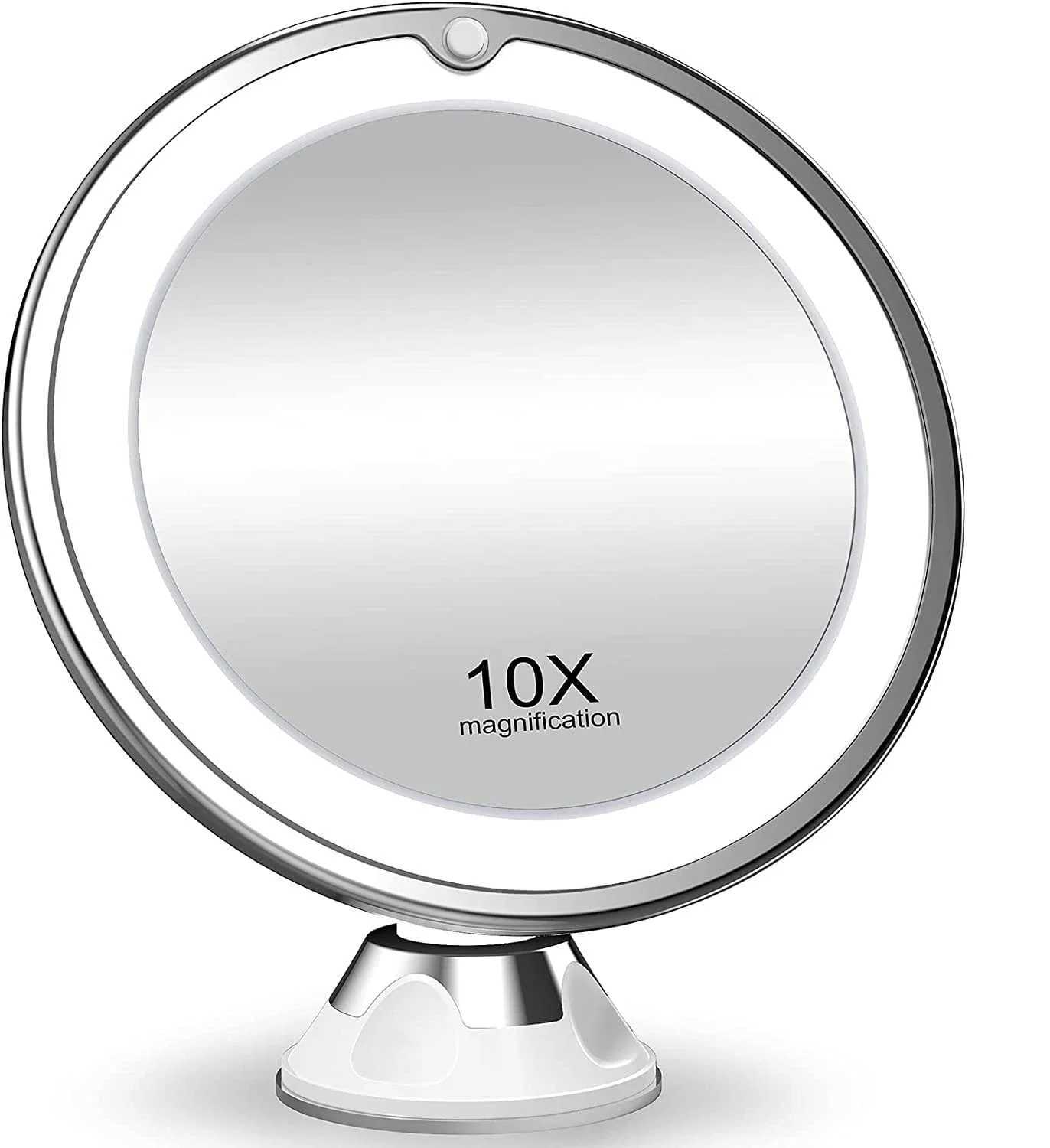 The Latest 10x Magnification Lighted Cosmetic Mirror with Switch 360 Degree Rotating Arm and Powerful Locking Suction Cup Y240819
