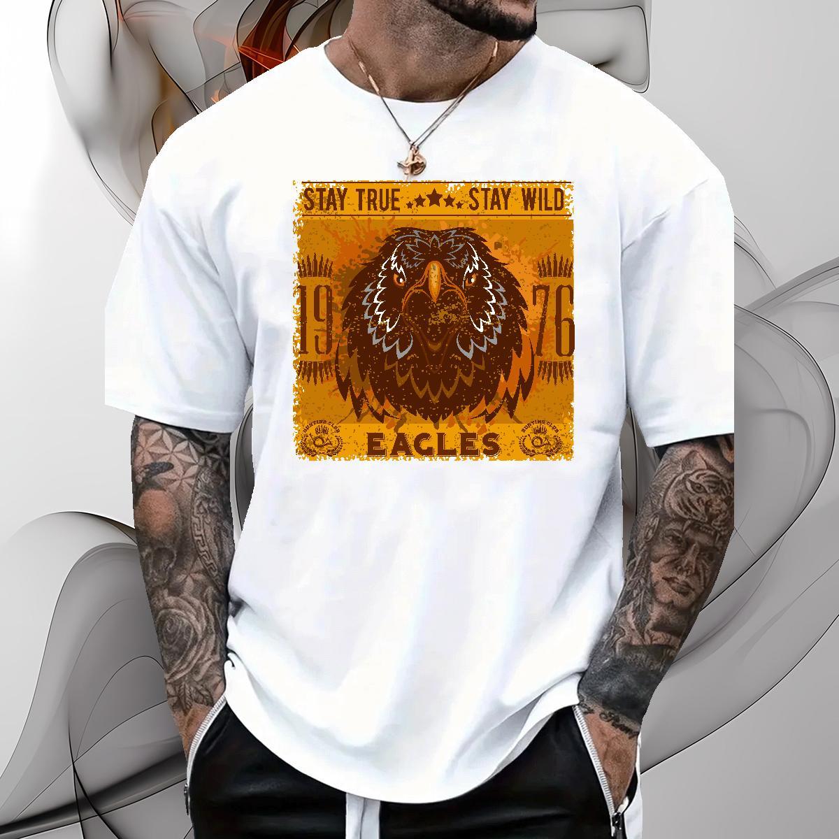 Wholesale T Shirt For Man eagle Breathable Short Sleeve Casual Custom Anime 230g 100% Cotton Men Tshirts Fashion Design Wear