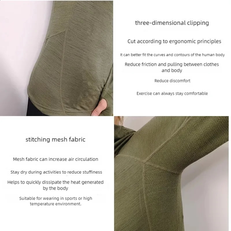 Outdoor womens springsummer Merino wool quick drying breathable splicing work mesh half zipper sleeping hooded sweatshirt sunshade screen 240819