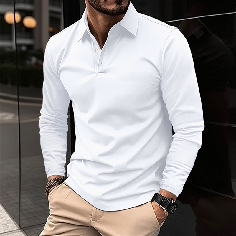 Men Polo Men Shirt Long sleeve Polo Shirt Contrast Color Polo Clothing Summer Streetwear Casual Fashion Men tops 240819