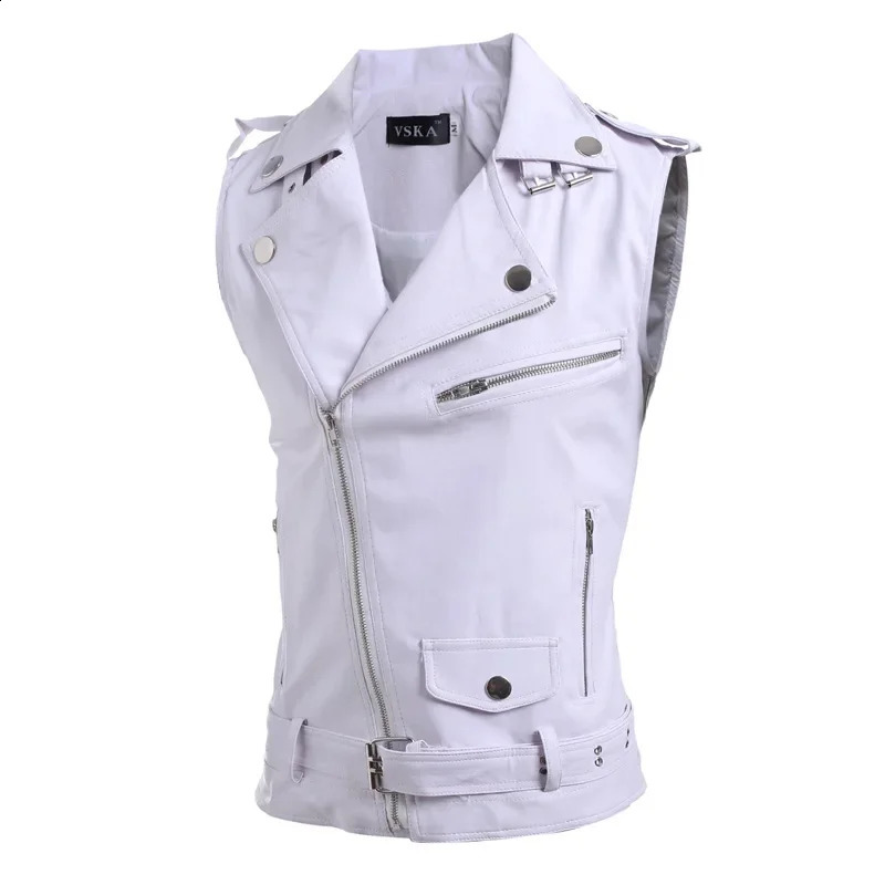 casual PU Men Vest Waistcoat Winter Jacket Turn-Down Vests Thicken Warm Coat Sleeveless Leather Clothes Male Clothing xx 240820