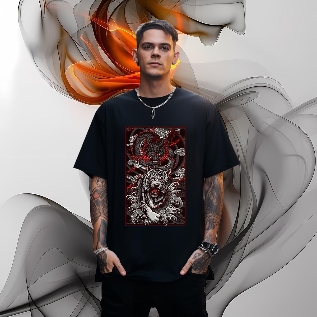 Men T Shirts 230g 100% Cotton ferocity High Street Hip Hop O-Neck Short Sleeve Custom Print Plus Size Men Tops Tees Stylist Comfortable Top Tees