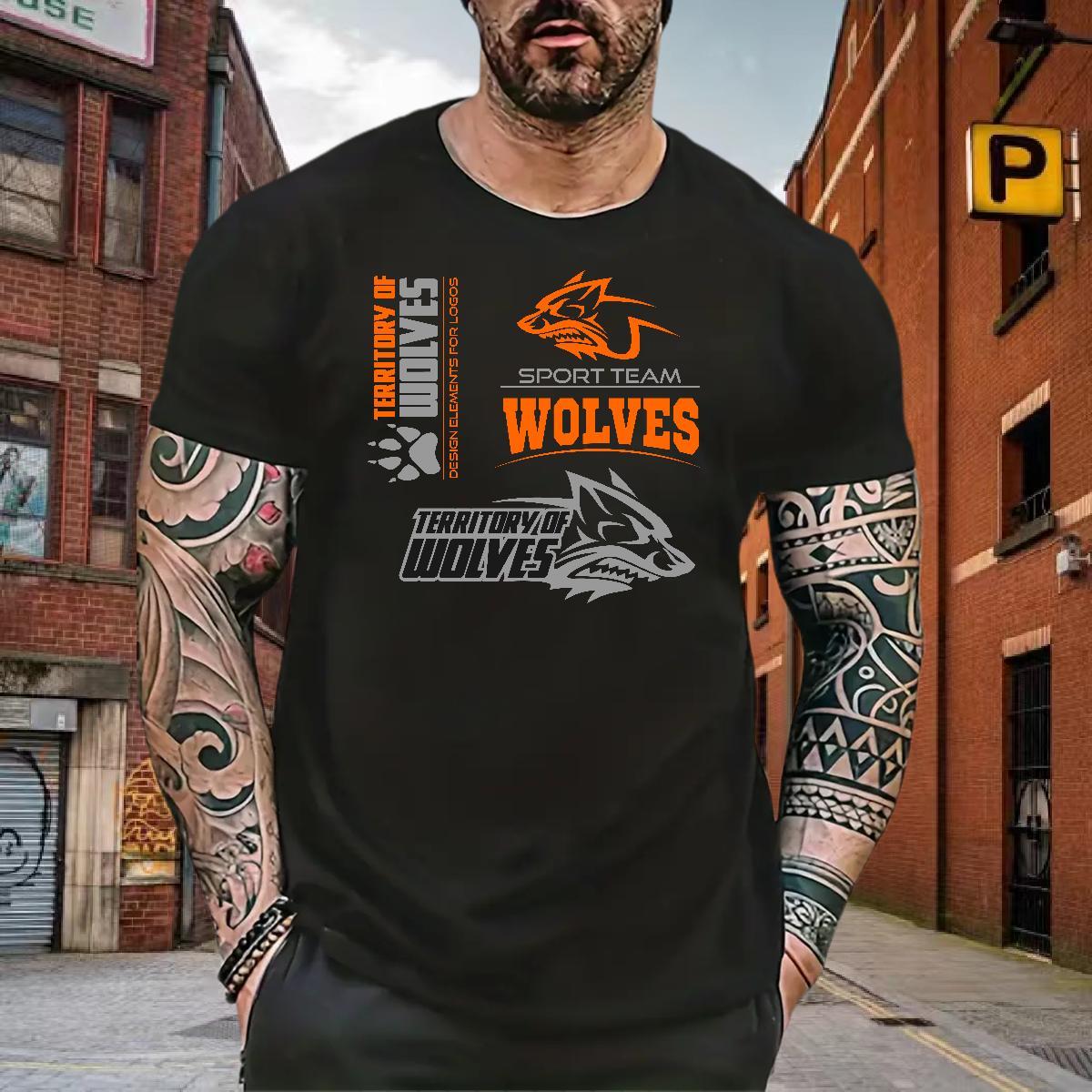 Soft Mens T Shirts wolf Crew Neck Breathable Street wear Hip Hop DIY 100% Cotton 230g Couples T Shirts Fashion Wear