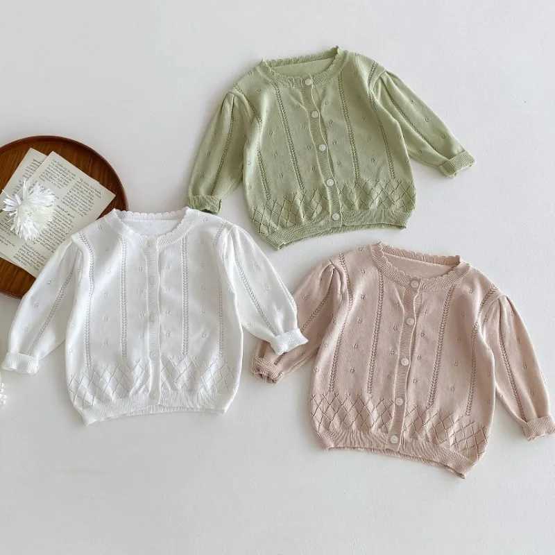 Baby Spring Summer Thin Coat Toddler Girl Embroidery Flower Long Sleeve Hollow Knitted Sunscreen Air-conditioned Cardigan JacketXJ240819