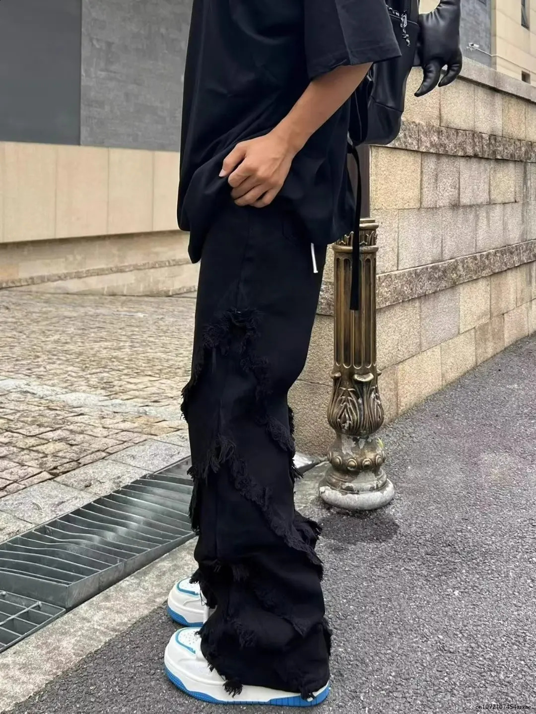 American Style Damage Raw Edge Street Jeans Mens Harajuku Style Hip-hop Dance Straight White Jeans Womens Y2k Clothing 240819