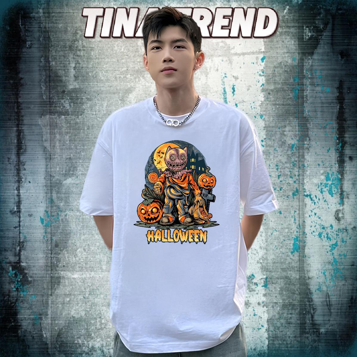2024 Designer Men Clothes T-Shirt halloween Street Wear 230g 100% Cotton Tees Shirts Pure Cotton Comfortable Men T Shirts Cartoon Printing L-4XL