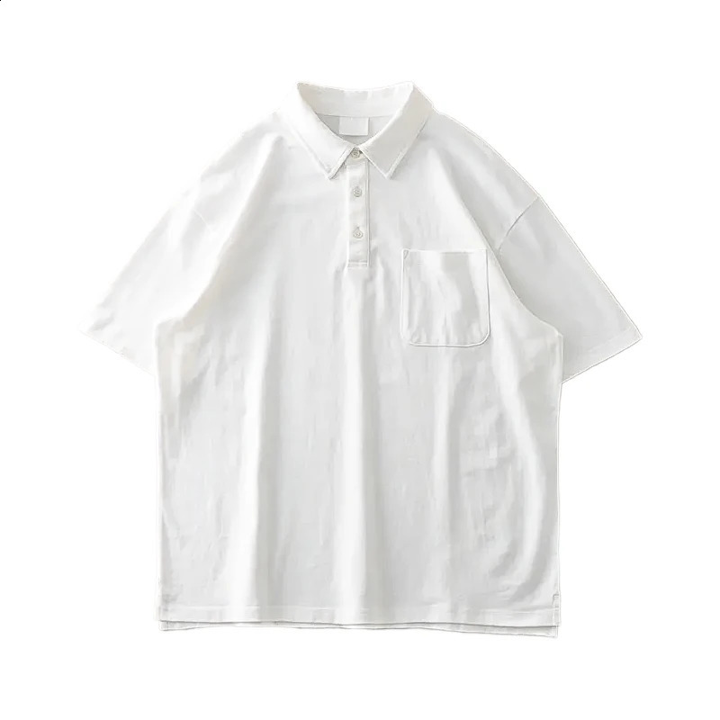 DUKEEN 260G Heavyweight Mens Polo Shirts 100% Cotton 2024 Summer Short-Sleeve White Pocket T Shirts Golf Wear Mens Clothing 240819