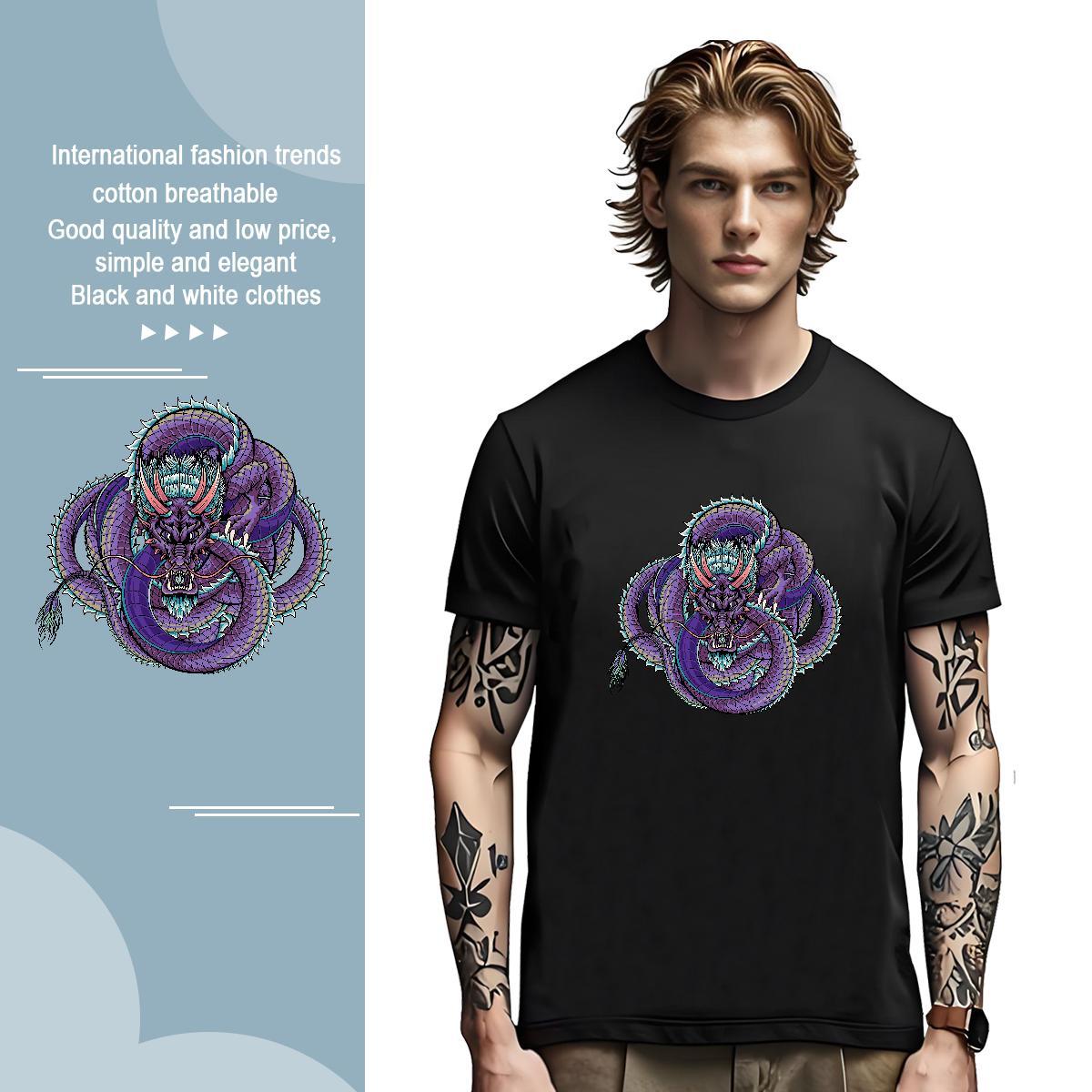 Designer dragon T-Shirts Street Wear Men Tees 100% Cotton 230g Fashion Design Breathable Crew Neck Black Oversized Tee Shirt