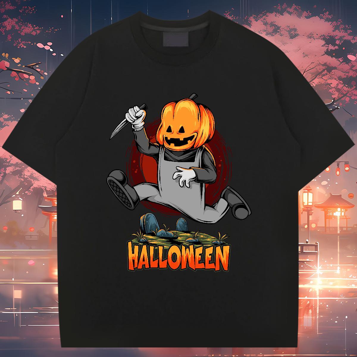 Brand T shirt halloween Breathable Short Sleeve Casual Daily Wear Custom Big Size 100% Cotton 230g Men Tops Tees Classic Casual Tees Shirts