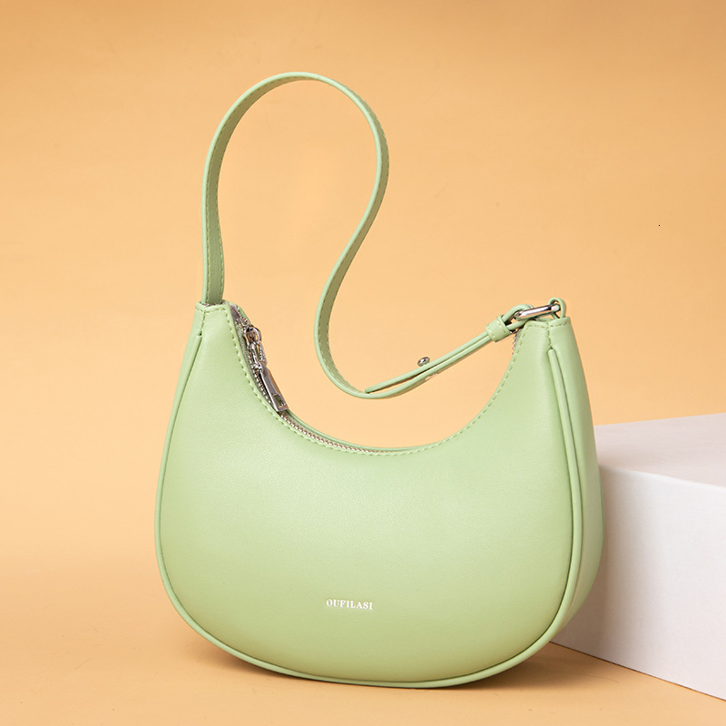 Genuine leather women's underarm niche new fashion simple single shoulder crossbody dumpling crescent tooth bag
