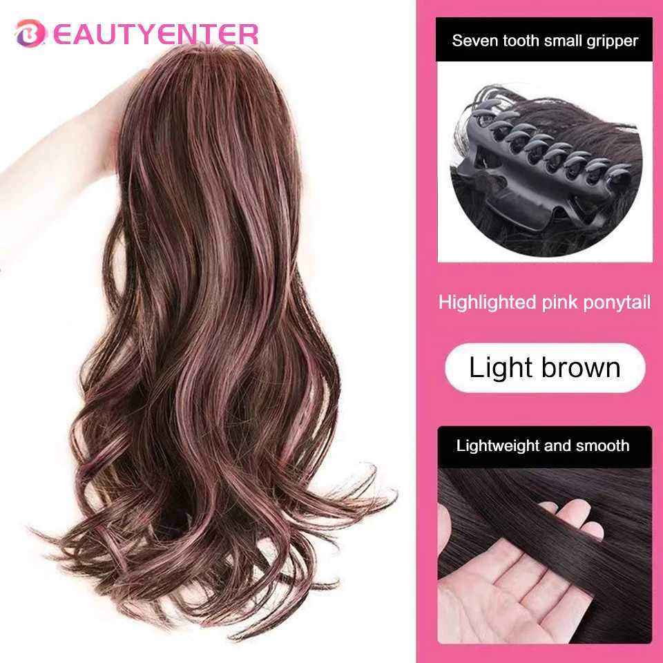 Ponytail wig womens long hair buckle waterfall style half tie high ponytail colorful braided curly hair natural fluffy fake W240817