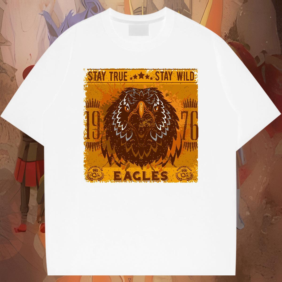 Loose Couples T Shirts Sports Casual 100% Cotton 230g Custom Anime Breathable Short Sleeve eagle T Shirts Men Fashion Designer Tops