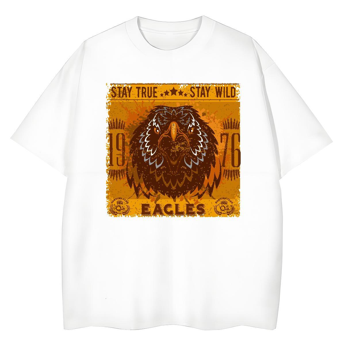 Comfortable T shirt eagle Breathable Crew Neck Beach Floral Print 230g Pure Cotton Men Tshirts Designer Fashion Tops