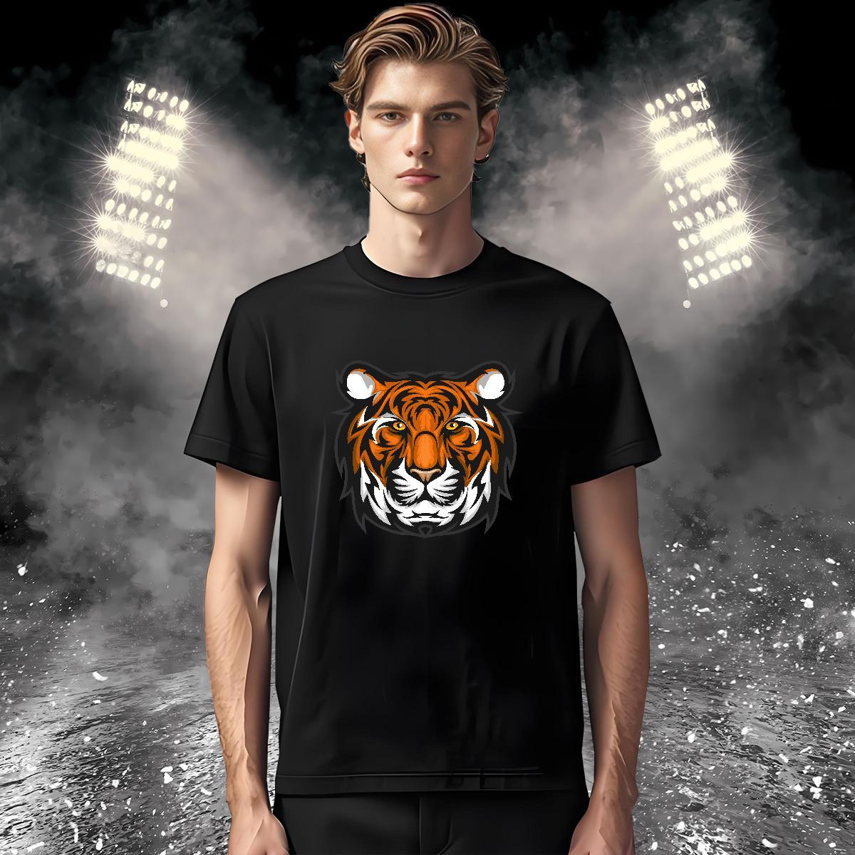 Comfortable T-Shirts for Men tiger Breathable Crew Neck Anime Printing Street Customized 230g Pure Cotton Tshirts Factory Direct Top Tees