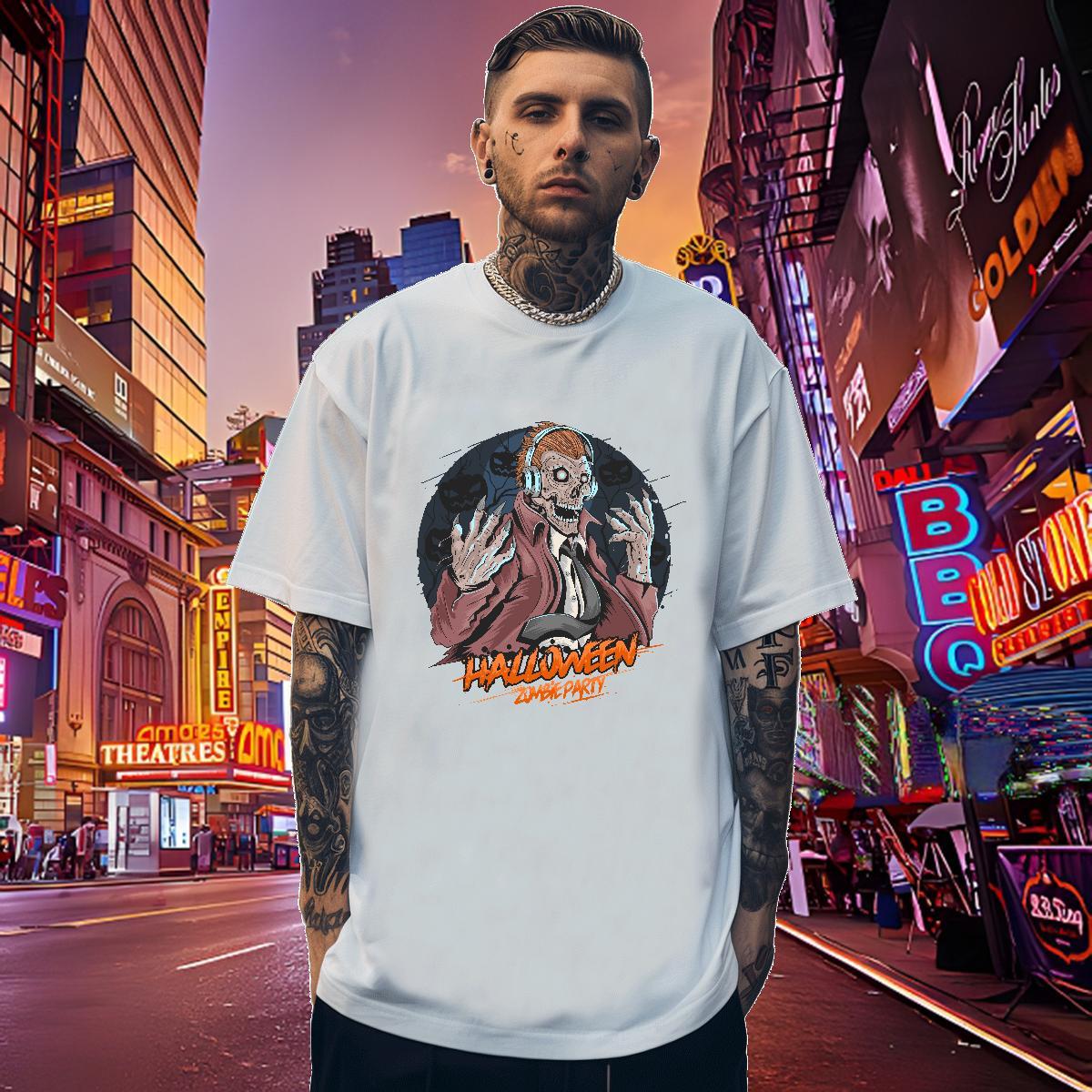 High Quality T-Shirts for Men skull Breathable Sport Custom Cartoon 100% Cotton 230g Men Clothes T-Shirt Fashion Designer Tops Shirt