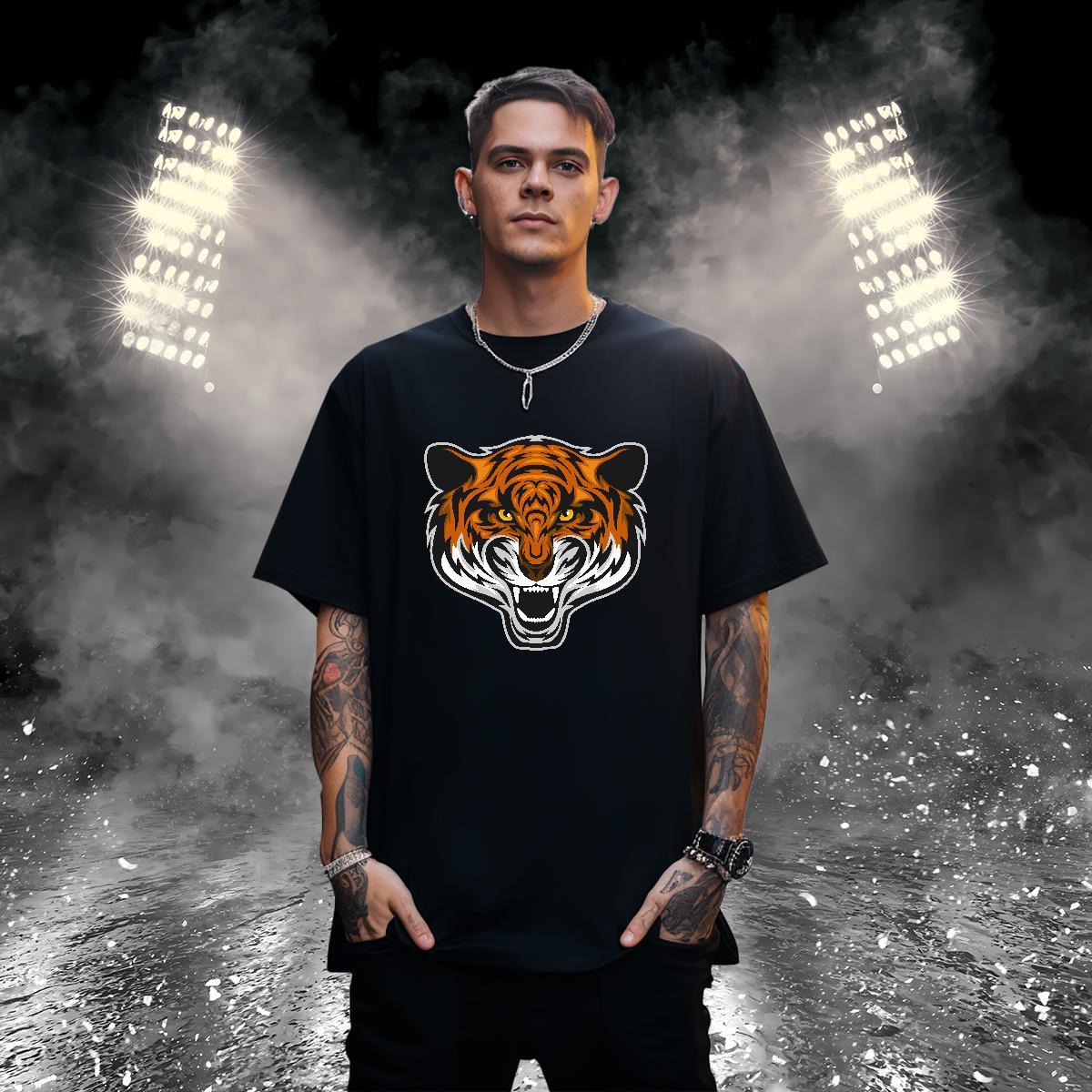 Cool T Shirts Men tiger Crew Neck Breathable Sport Graphic 100% Cotton 230g Men Tshirts 2024 Tops