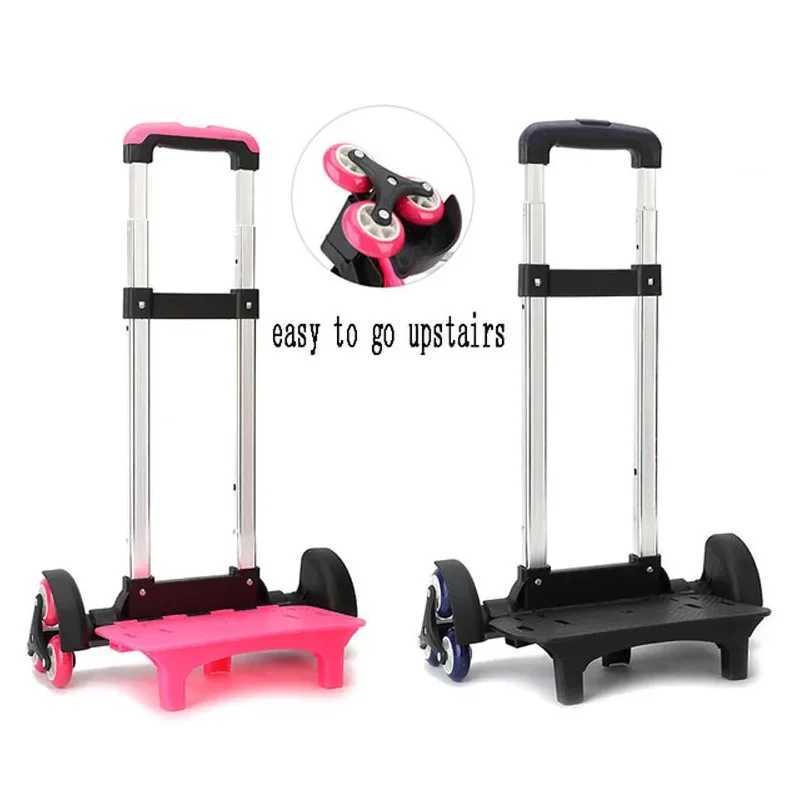 Kid Trolley for Backpack Wheeled School Bag Luggage for Children 2/6 Wheels Expandable Rod High Function Trolley Chariot mochila Y240820