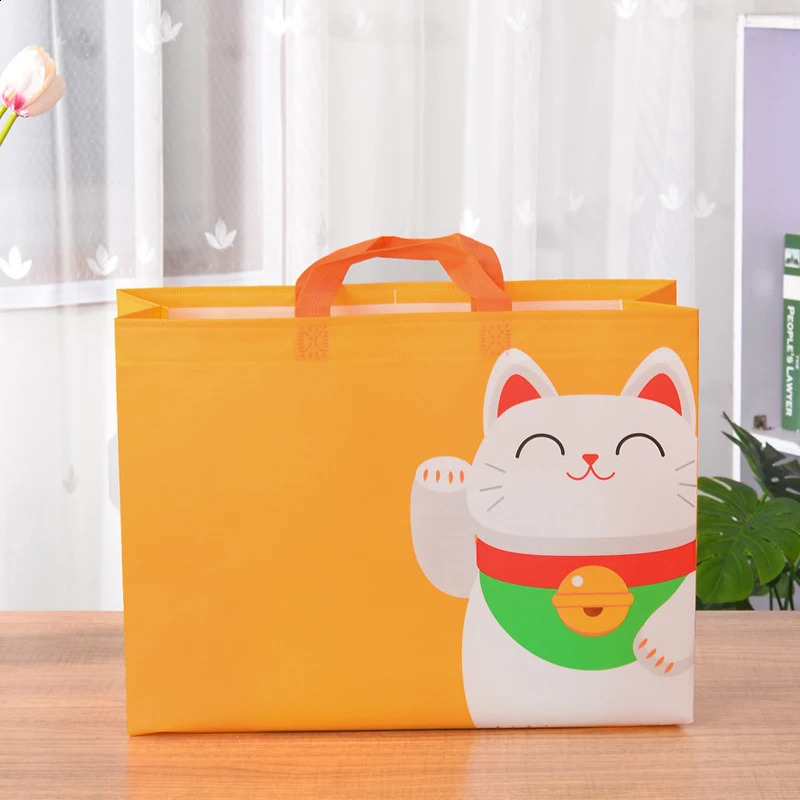 Butterfly Cats Eco Shopping Bag Folding Takeaway Nonwoven Film Coated Reusable Travel Grocery Bags 240819