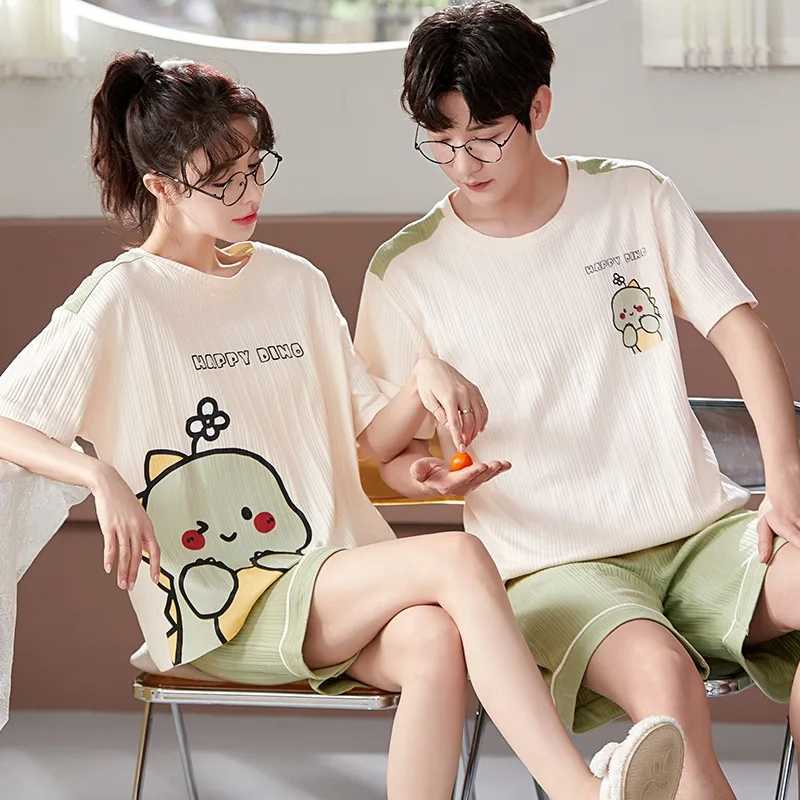 Giraffe cartoon cute couple pajamas summer shorts pajamas set mens and womens home clothing pajamasW240719