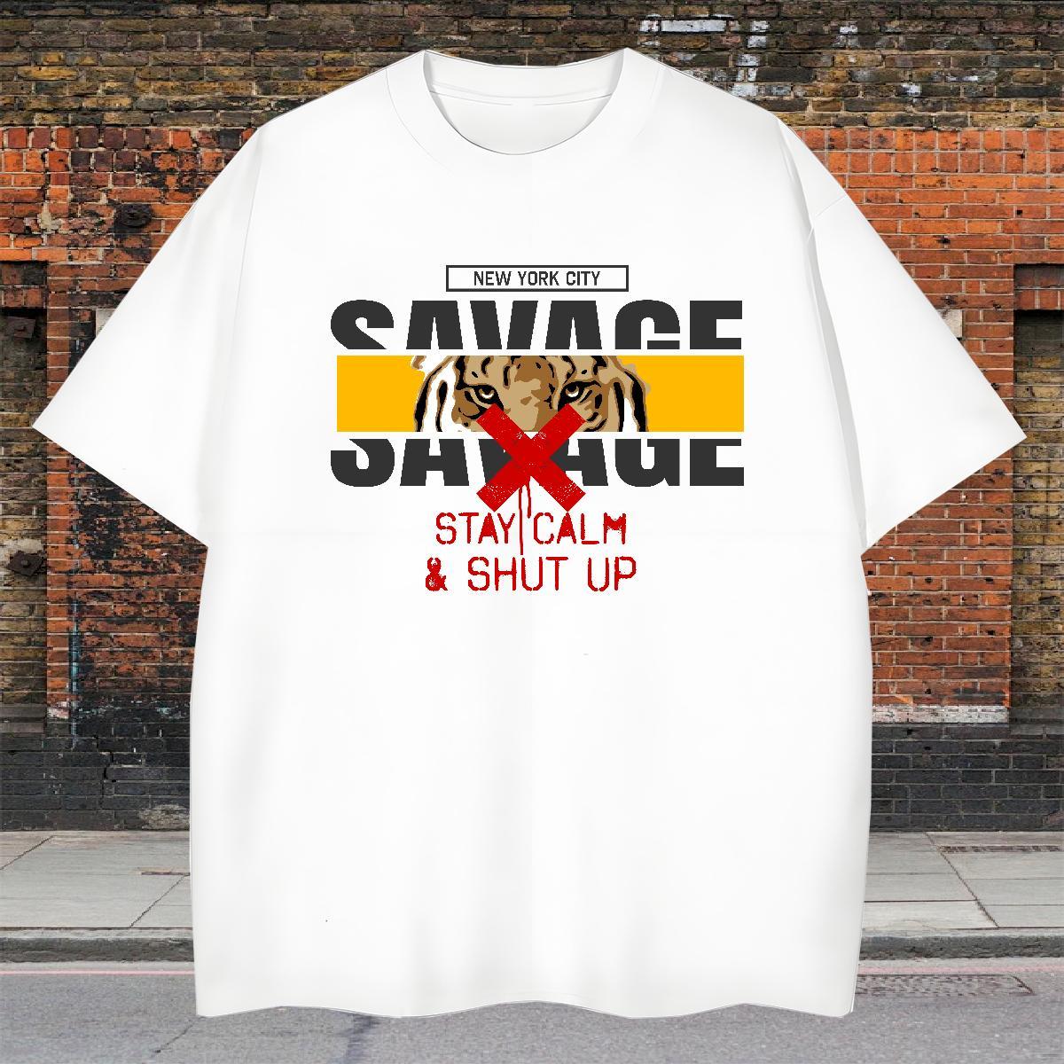 Designer Man T Shirts tiger Breathable Short Sleeve Street Custom Print Plus Size 230g Pure Cotton Men Tops Tees Fashion Design Tees Shirts
