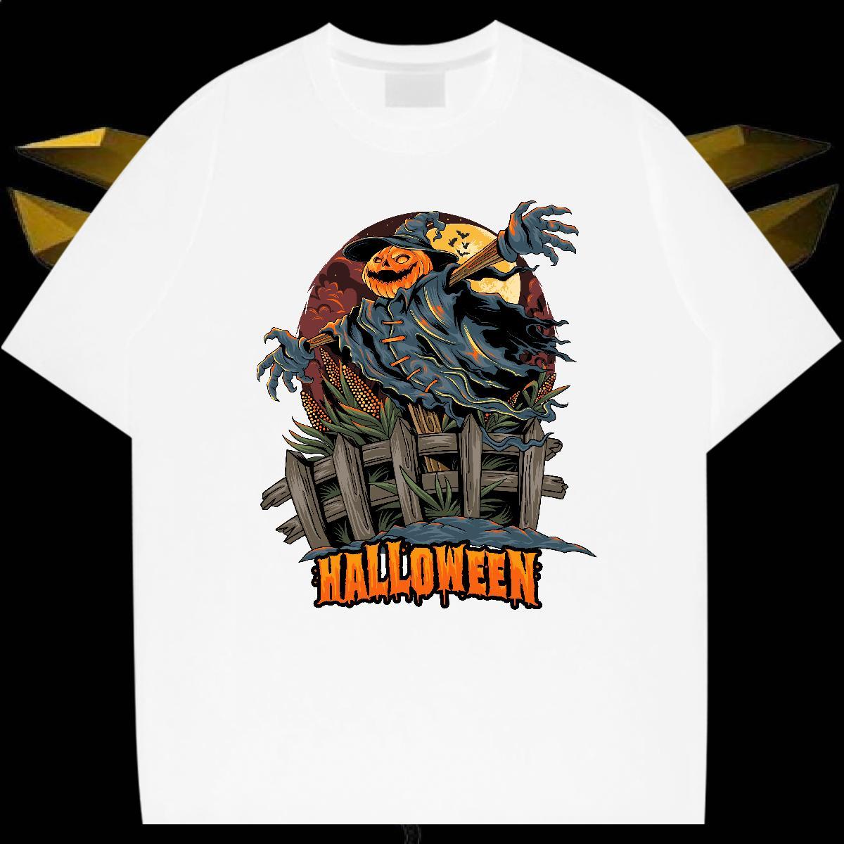 Classic halloween Tshirt for Man Woman 230g Pure Cotton T shirt Custom Big Size Anime Printing Street Short Sleeve O-Neck Designer Tshirts