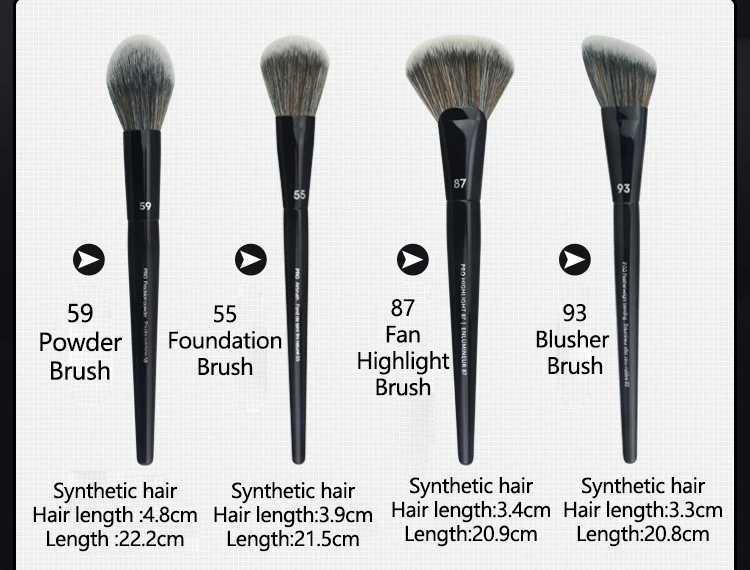 16pcs/set Makeup brush-Black cosmetic brushes series-high quality fiber beauty Angled Foundation Eyeshadow Powder Make Up Brush M240820
