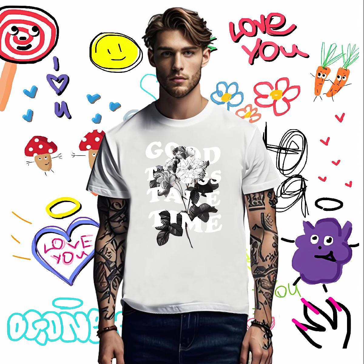 Wholesale Tshirt for Man Woman flower Sports Casual 230g Pure Cotton Tops Shirt O-Neck Short Sleeve Classic Man T Shirts Skull