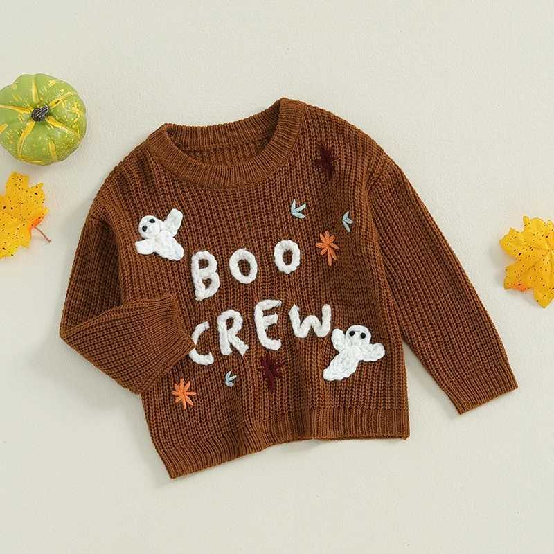 FOCUSNORM 3 Colors Autumn Baby Boys Girls Halloween Sweater 0-3Y Ghost Letter Embroidery Crew Neck Long Sleeve Pullover Knit TopXJ240819