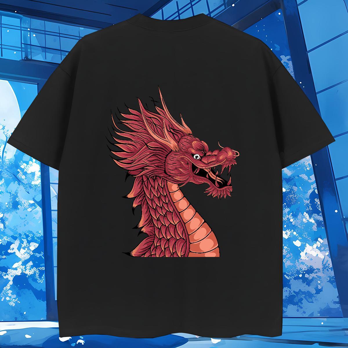 T-Shirts for Men 230g Cotton dragon Casual Beach Round Neck Short Sleeve Custom Anime Couples T Shirts Free Shipping Designer Tee Shirt