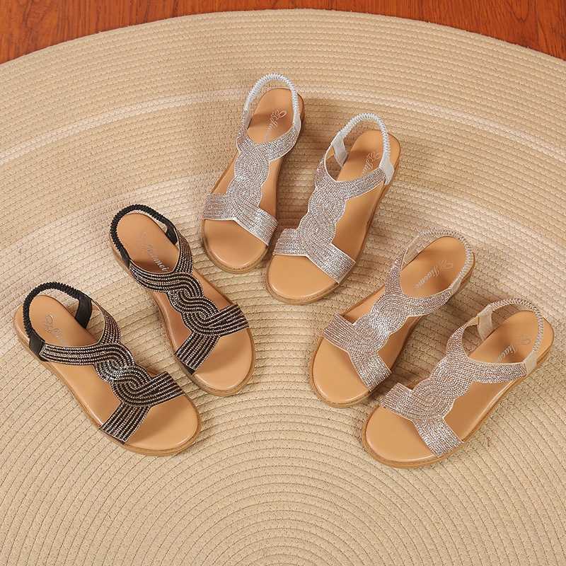 2024 Summer New Designer Platform Sandals Women Fashion Casual Roman Shoes Female Solid Color Crystal Sandalias Mujer CL240806