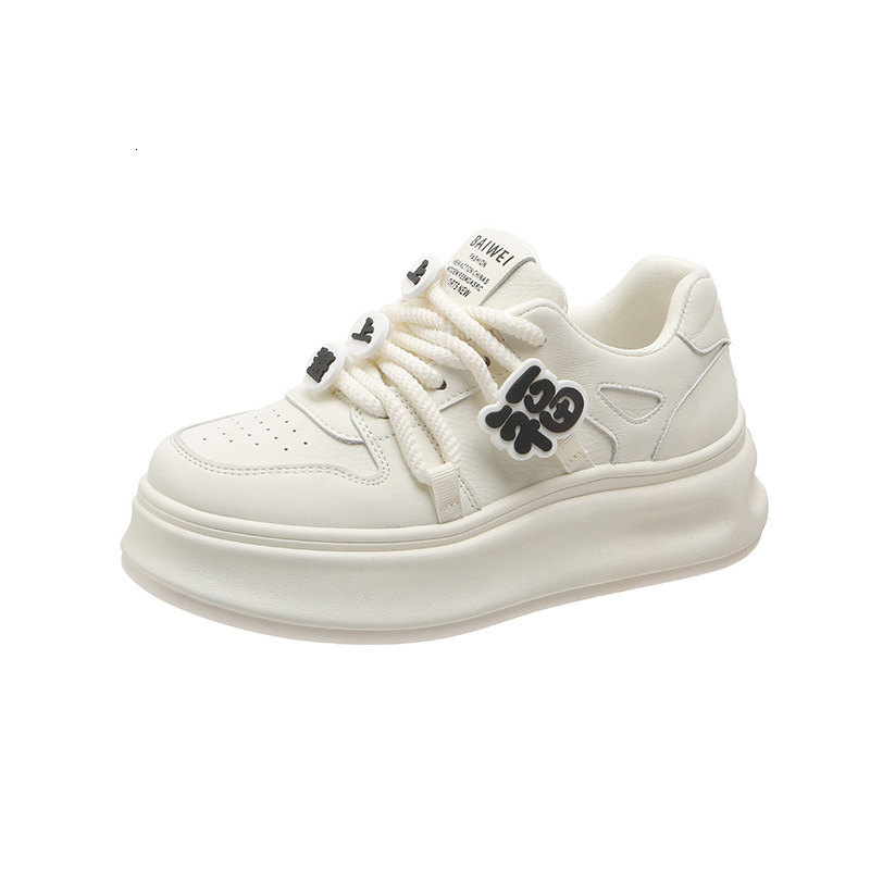 ddmytiger Thick Soled White Female Students New Spring And Autumn Korean Edition Women S Shoes Sponge Cake Round Toe Casual Sports Board For OUTDOOR d