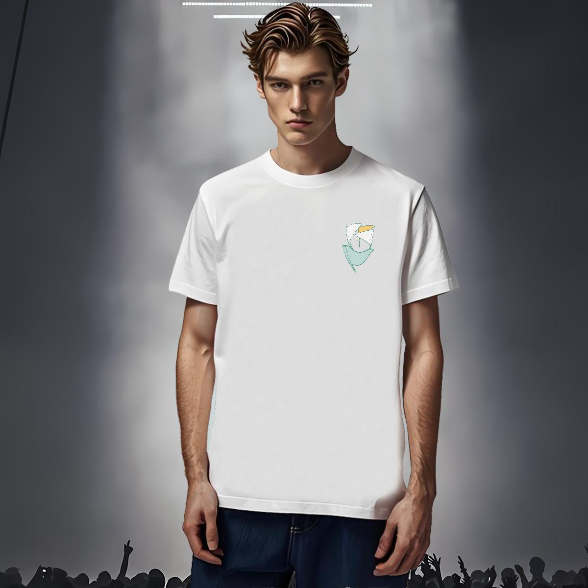 Wholesale logo 230g 100% Cotton Men Tees Beach Breathable Crew Neck T Shirts Men 2024 Summer Cartoon Print Tee Shirt