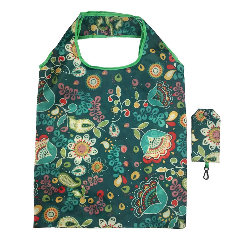 Fashion Printing Foldable EcoFriendly Shopping Bag Tote Folding Pouch Handbags Convenient LargeCapacity For Travel Grocery y240925