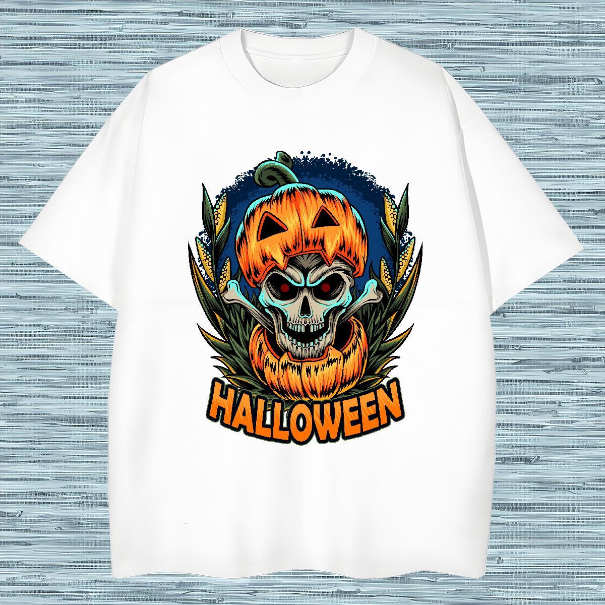 Comfortable T shirt halloween Breathable Hip Hop Street Asian Size 230g Pure Cotton Men Clothes T-Shirt 2024 DIY Tops Shirt
