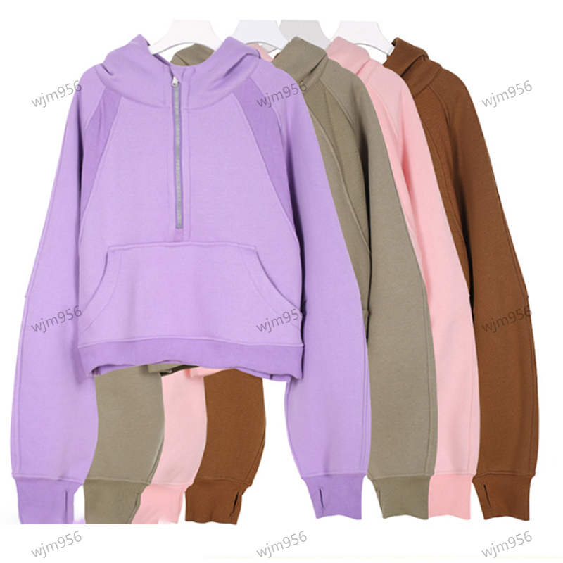 Yoga Womens Hoodie jacket Half Zip collar align sweater zipper pullover loose long sleeve Autumn and winter Ladies designer chothing workout clothes women top