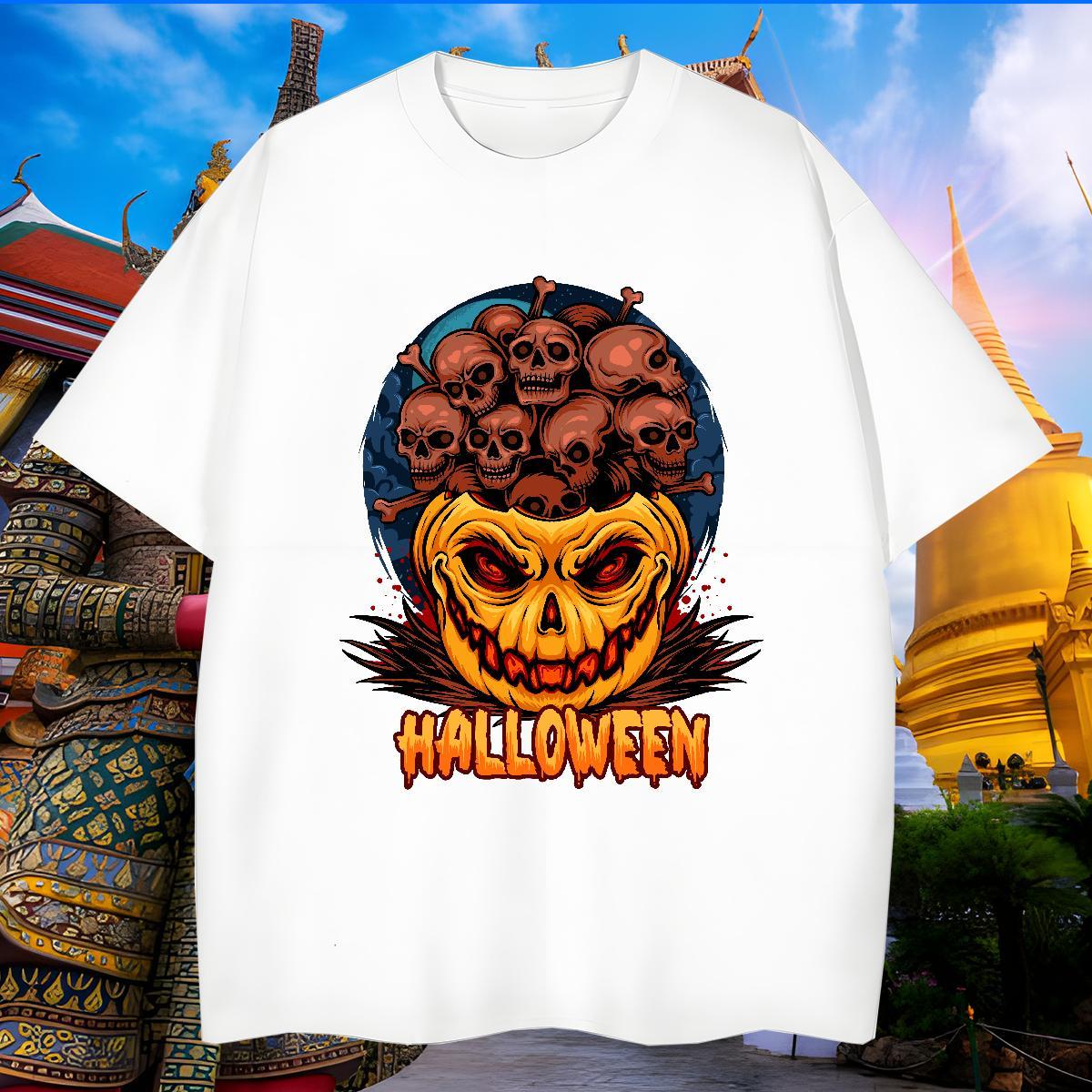 Soft Mens T Shirts pumpkin O-Neck Short Sleeve Street wear Hip Hop DIY Logo Oversized 230g Cotton Tshirts Customized Wear