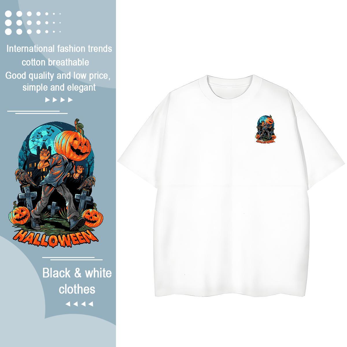 2024 Men Tops Tees pumpkin Street wear Hip Hop 230g Cotton Clothes Breathable Crew Neck Designer T Shirts Men Floral Print