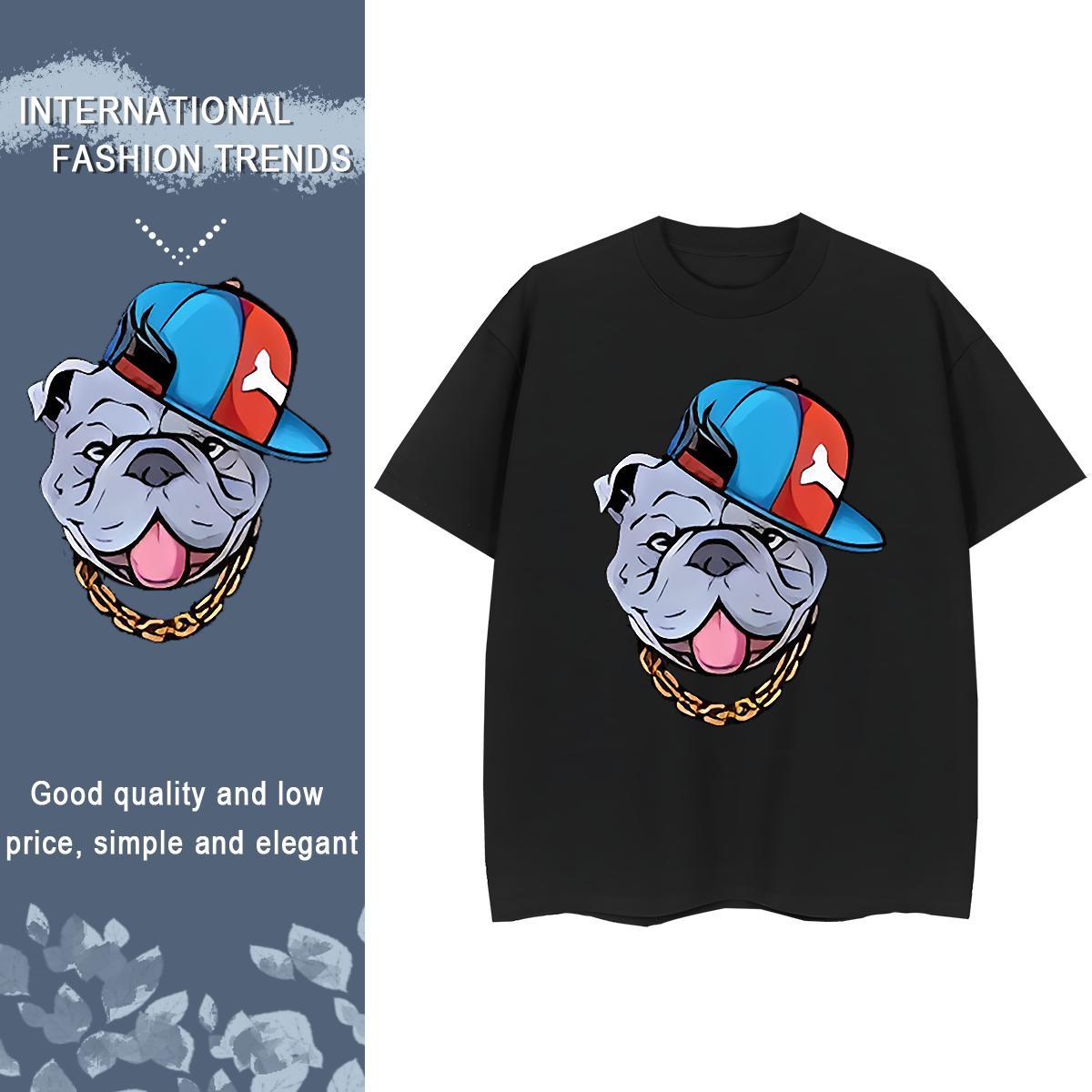 Fashion New Couples T Shirts Spring Summer Breathable Short Sleeve Tops Shirt Wholesale 230g 100% Cotton dog Customized Woman T Shirts