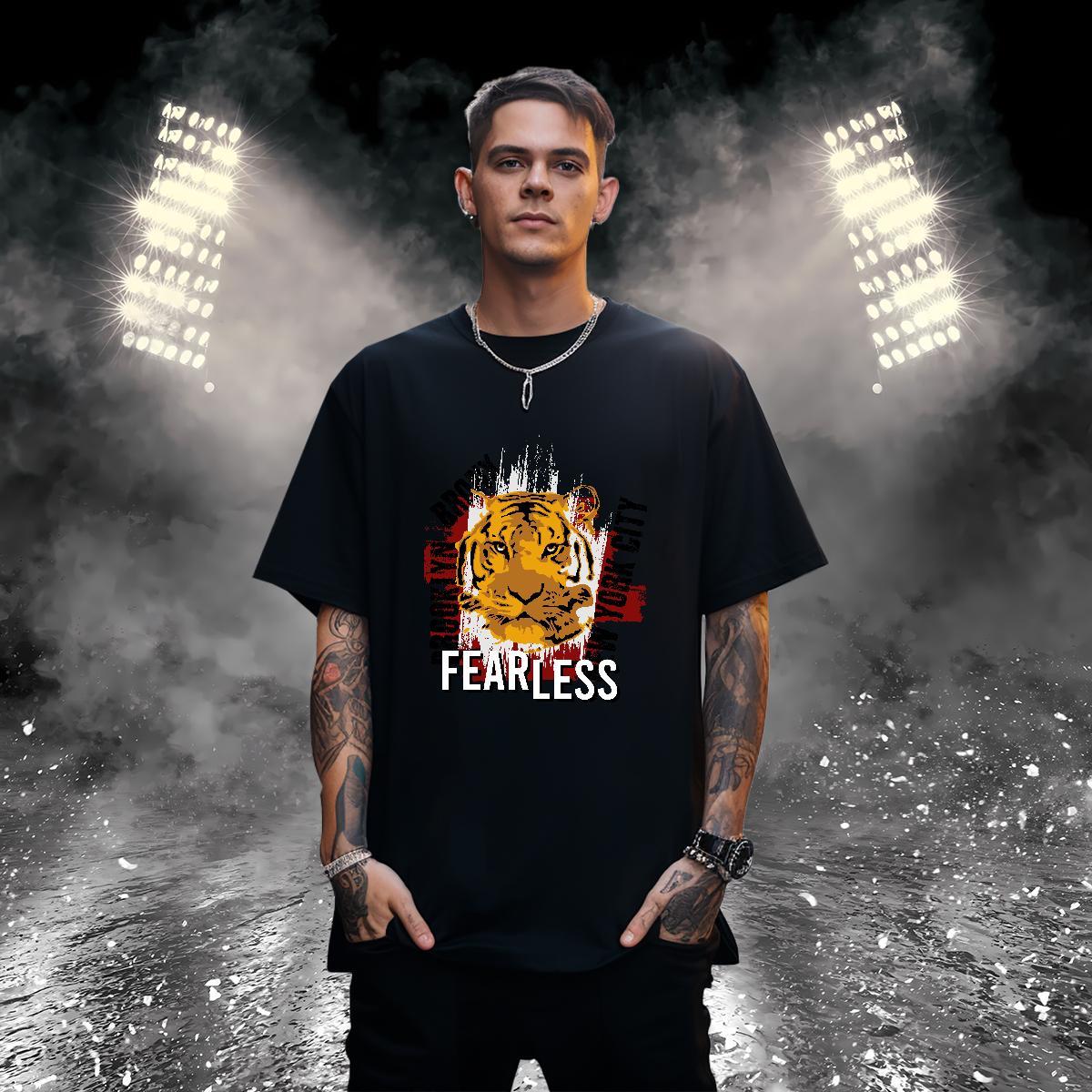 Loose Fit T shirt tiger O-Neck Short Sleeve Sport Custom Print Plus Size 230g Pure Cotton Men Tees DIY Customized Tshirts