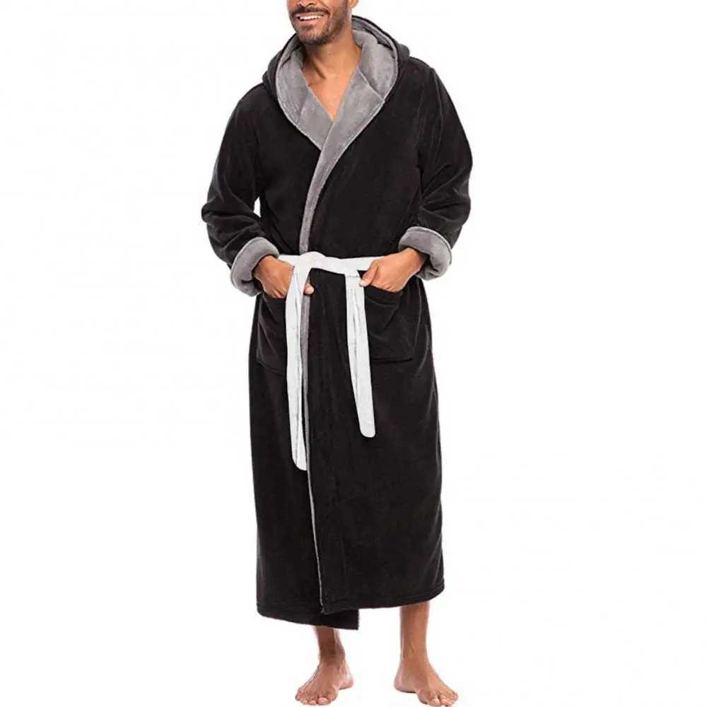 Mens yukata mens long Sve winter warm sleepwear casual flannel dress plush mens yukata W241023