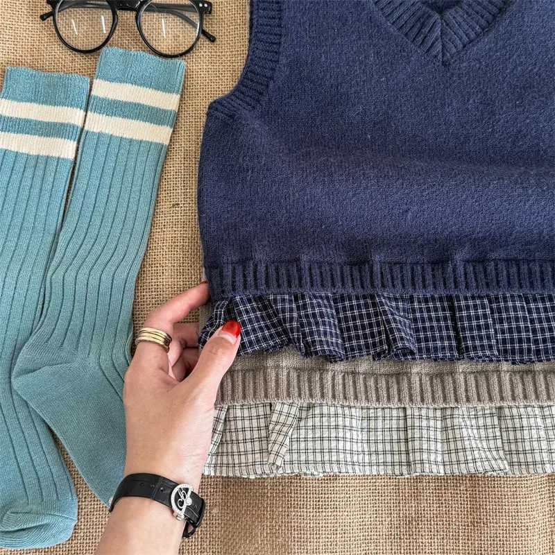 2024 Autumn New Children Sweater Vest Cotton Girls Solid Casual Knitwear Baby Knitted Sleeveless Coat Kids Toddler ClothesXJ240819