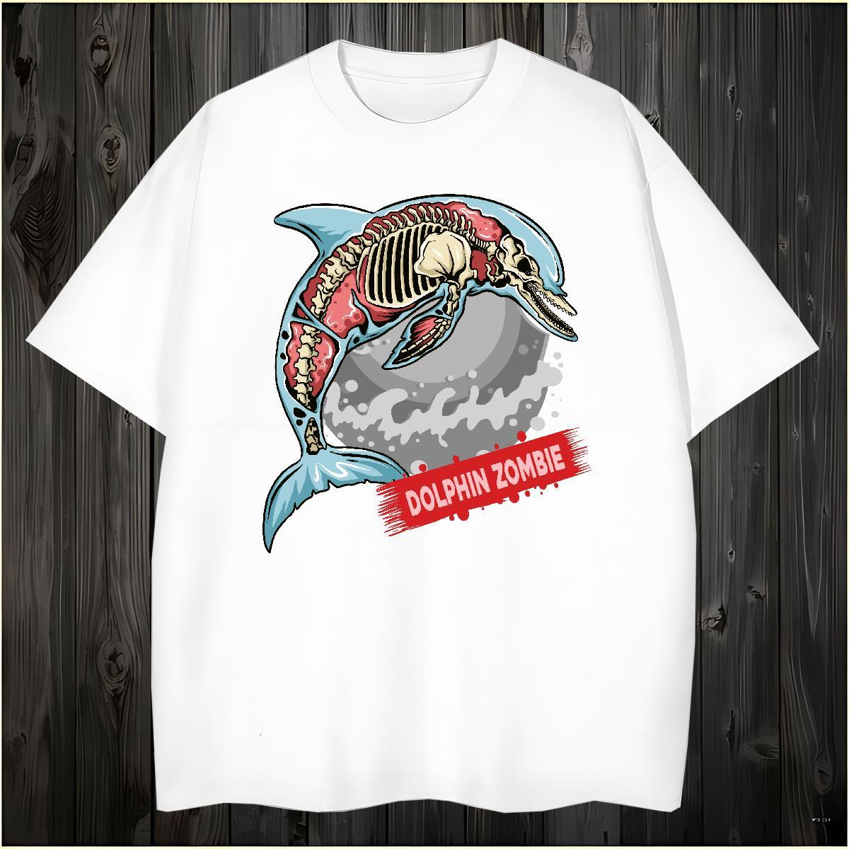 Popular Man T Shirts dolphin Breathable Outdoor Anime 230g Cotton Men Clothes T-Shirt Fashion Design Tops Shirt