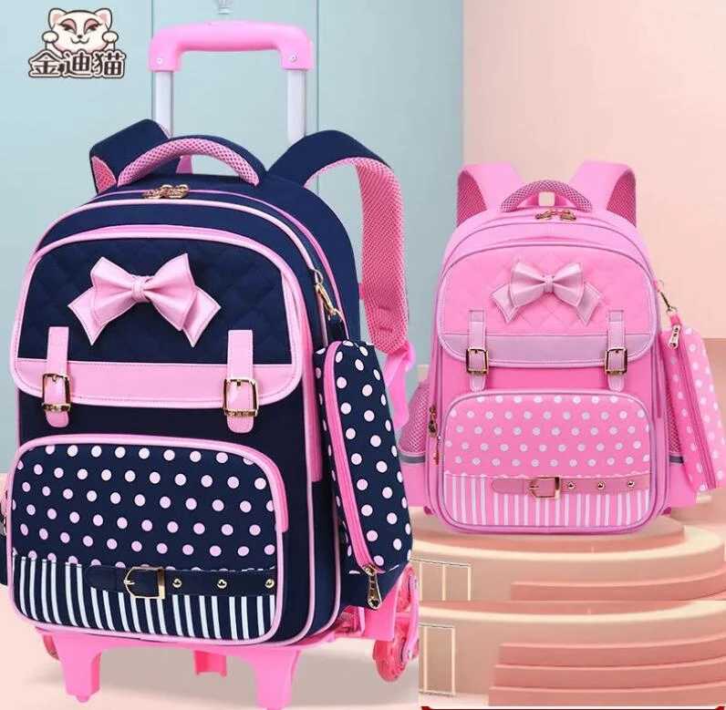 Children School Wheeled Backpack For Girls Trolley School Backpack School Wheeled Backpack Kids School Bag With 2 Wheels 6 WheeL Y240820